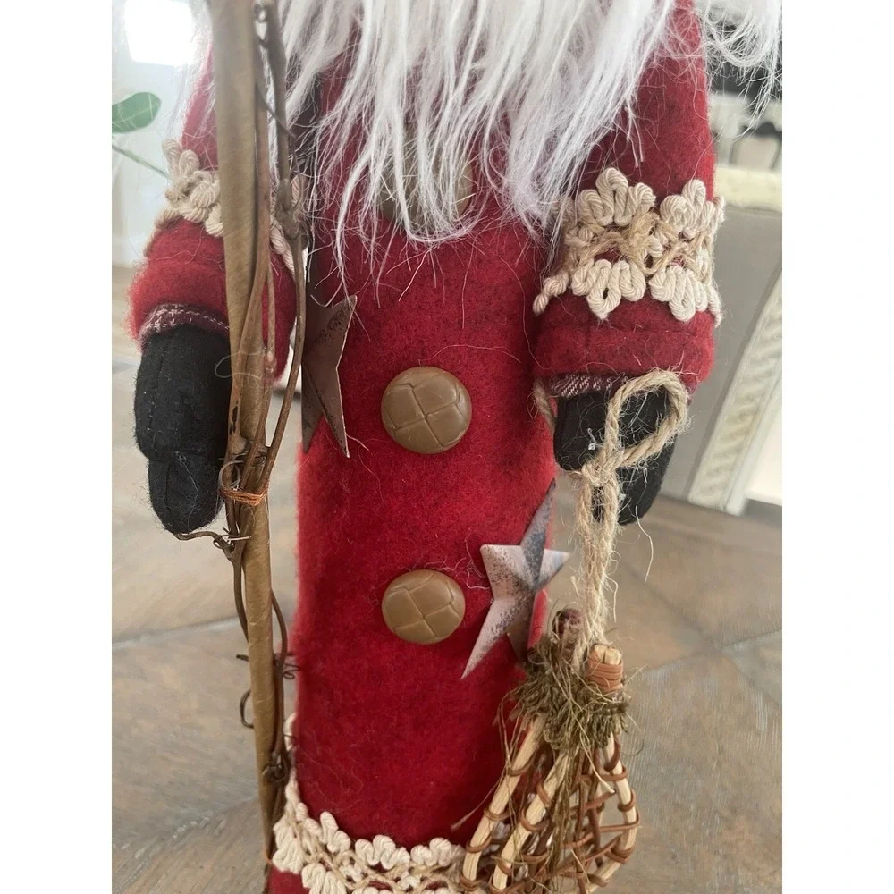 Rustic Old World Santa Clause Snowshoes Painted Cloth Face 17